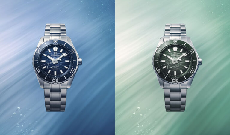 Grand Seiko Evolution 9 Collection Spring Drive U.F.A. Ushio 300 Diver “Ushio Blue” SLGB023 and “Ushio Green” SLGB025 main visual
