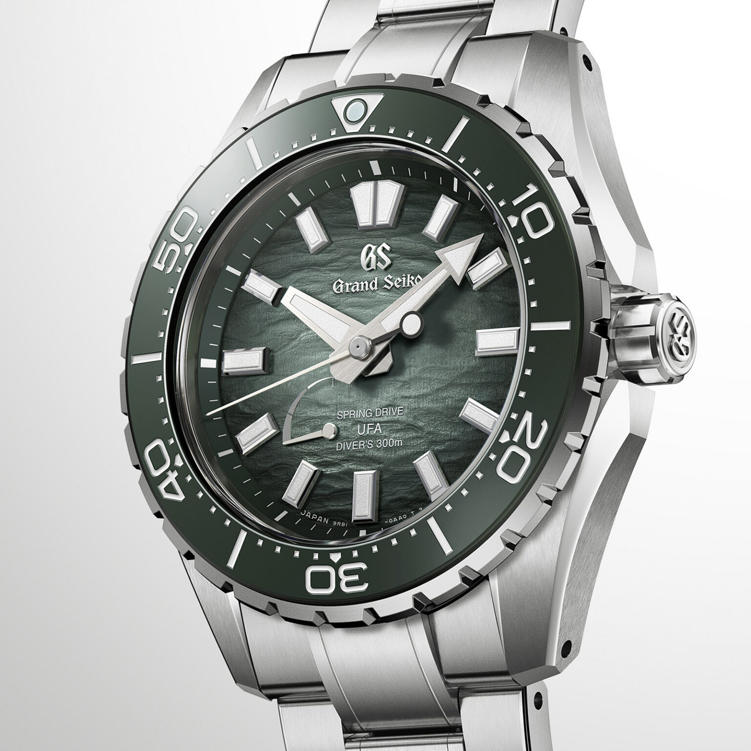 Grand Seiko Evolution 9 Collection Spring Drive U.F.A. Ushio 300 Diver “Ushio Green” SLGB025 dial